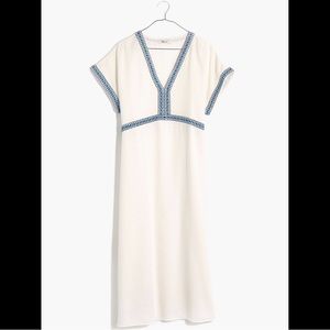 Madewell White and Blue Midi Dress